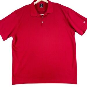 Nike Golf Polo Shirt Mens 3XL Red Dri-FIT Solid Performance Golf Casual Top